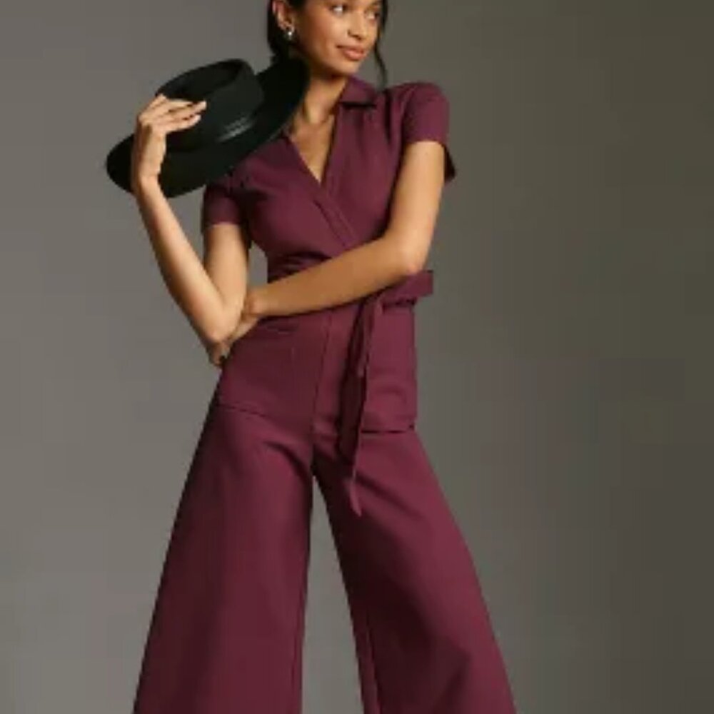 Anthropologie Deep Purple Jumpsuit